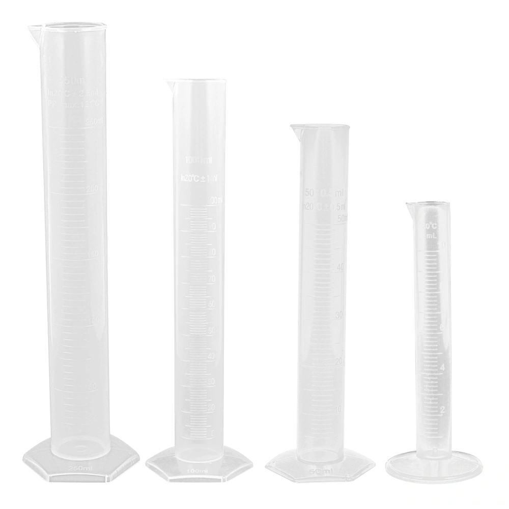 4pcs Transparent Plastic Graduated Tube Liquid Measurement Graduated Cylinder