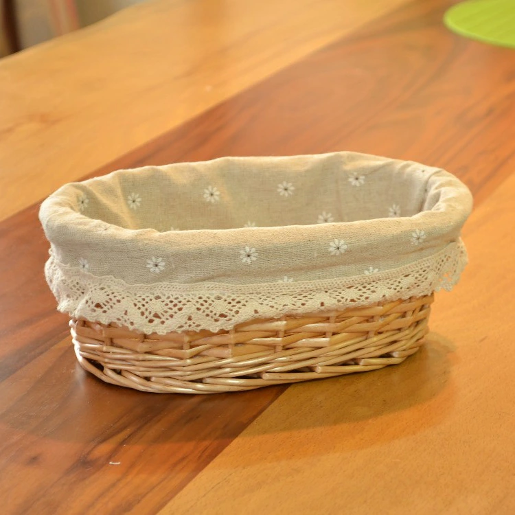 Bread Basket Wood Woven Fruit Basket for Kitchen Restaurant Centerpiece Display