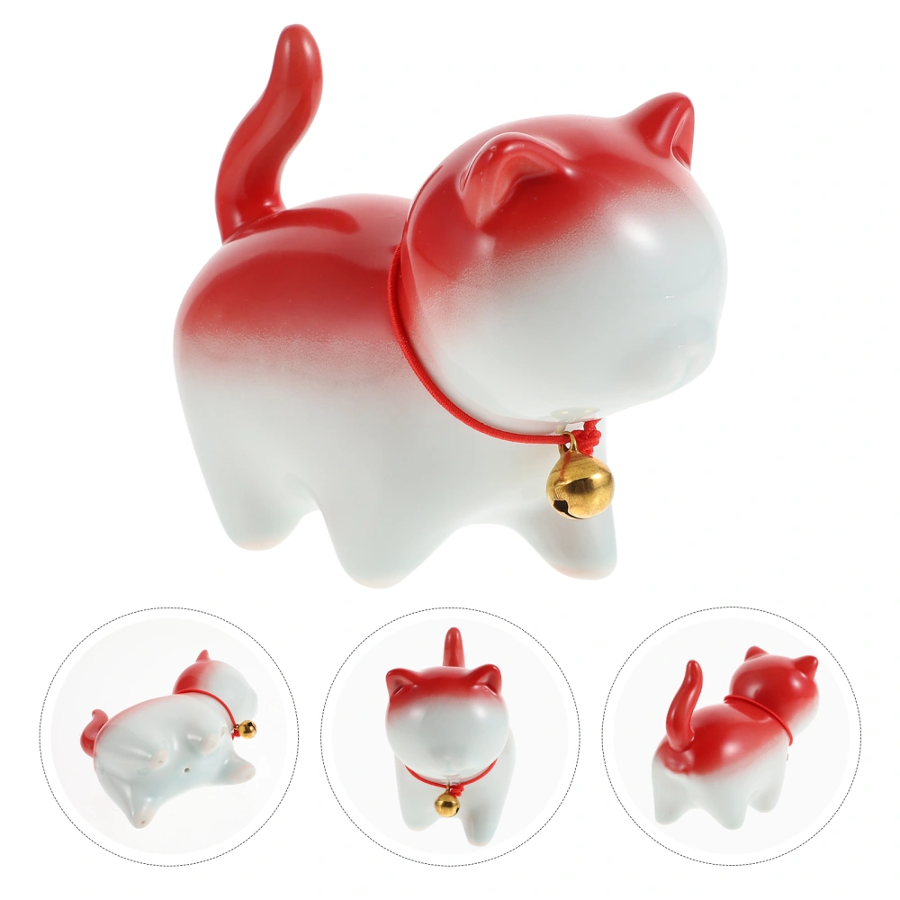 Lovely Desktop Ceramic Cartoon Cat Ornament Bell Tea Pet Decoration Ornament