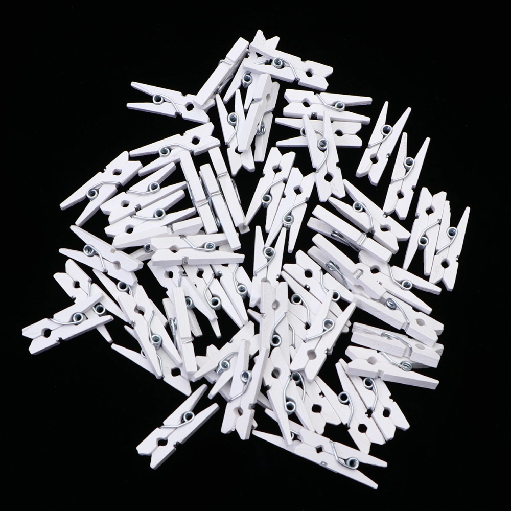 300PCS Mini Small Clip Multi-purpose Wooden Clips Photo Pictures Clamps Holder (White)