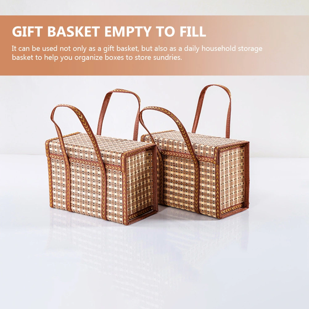 Portable Bamboo Hand Basket Festival Gift Packaging Basket Outdoor Picnic Basket