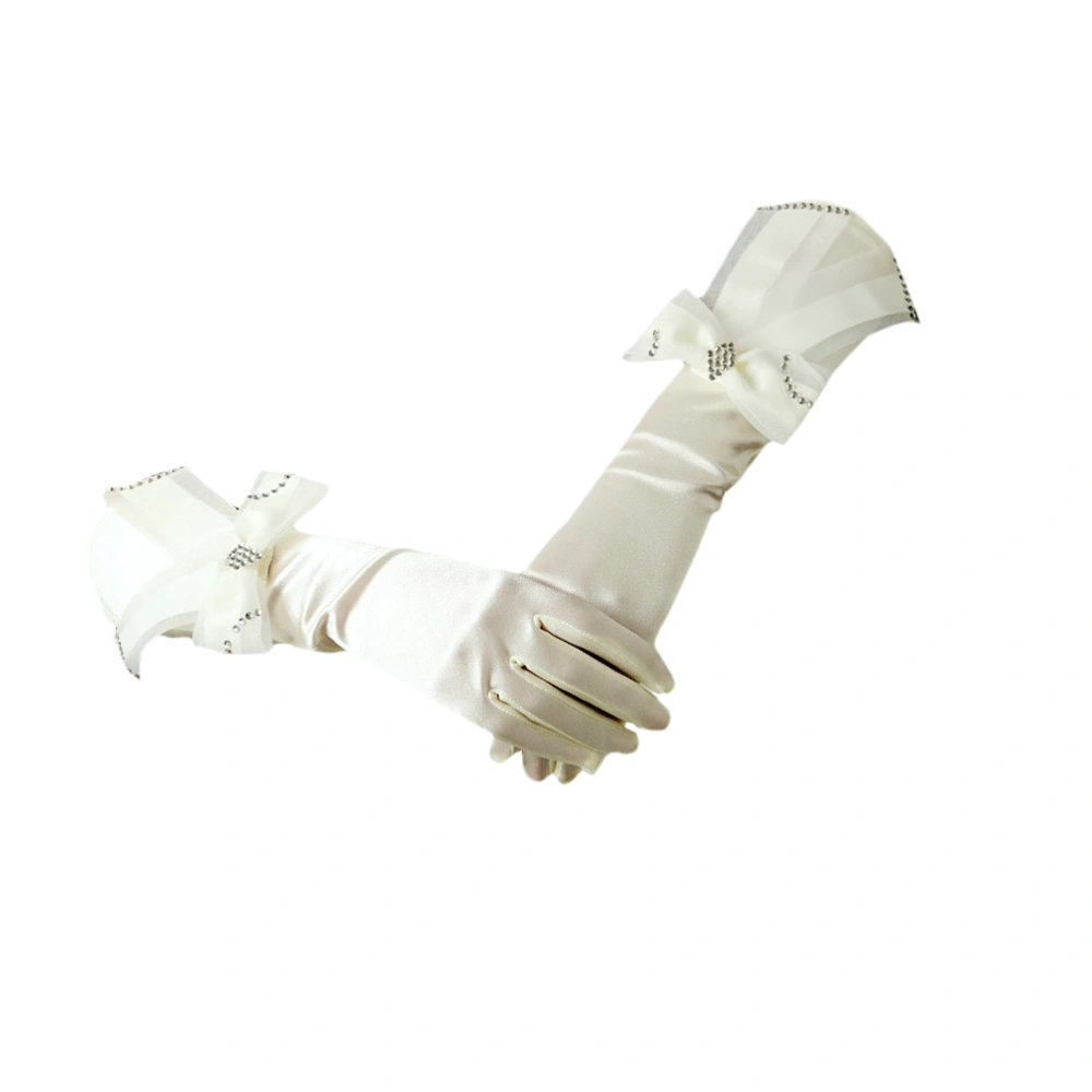 1 Pair of Bowknot Gloves Bridal Gloves Wedding Etiquette Gloves Photo Props for Women Girls