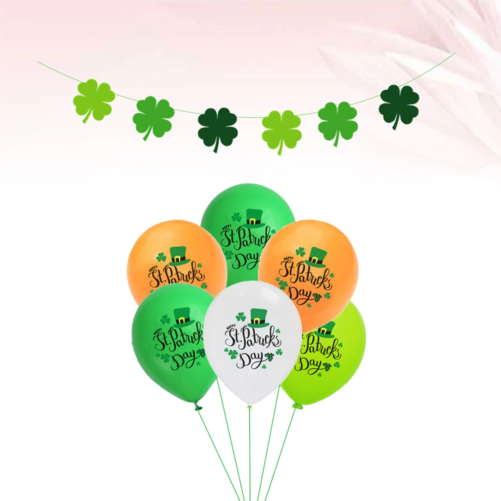 41pcs in 1 Set Shamrock Bunting and Printing Balloons Set Latex Balloons Banner Set Background Ornaments Party Supplies Photo Props without Ribbon for Carnival St Patricks Day