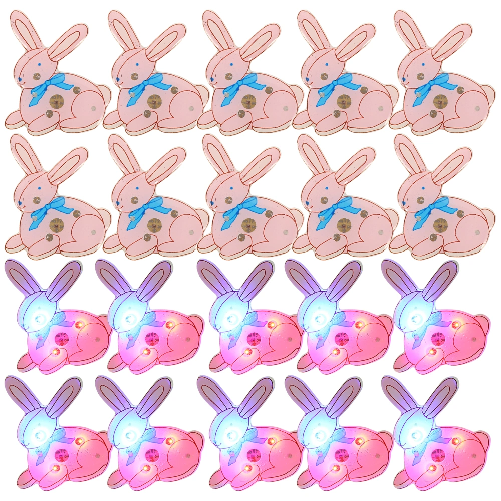 25Pcs Rabbit Brooches Lovely Flashing Bunny Lapel Pin Brooch Badge for Clothes Bag