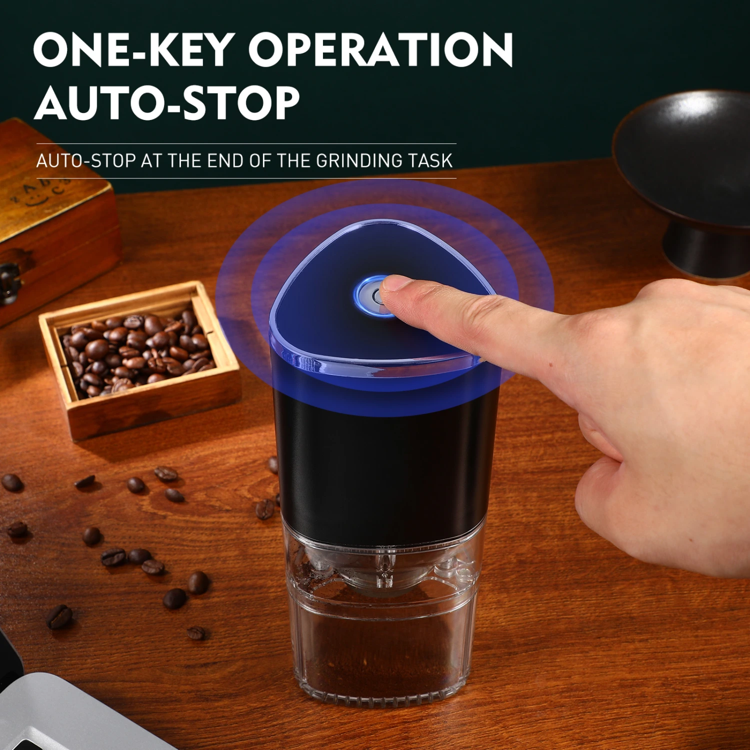 Conical Burr Coffee Grinder Rechargeable Electric Coffee Bean Grinder for Home