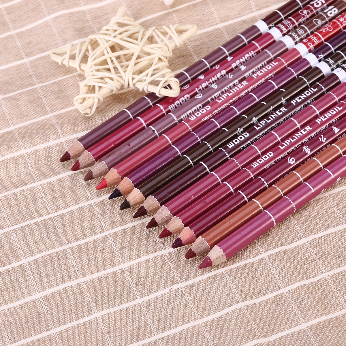 12pcs Women's Professional Makeup Lipliner Waterproof Lip Liner Pencil Set (Random Color)