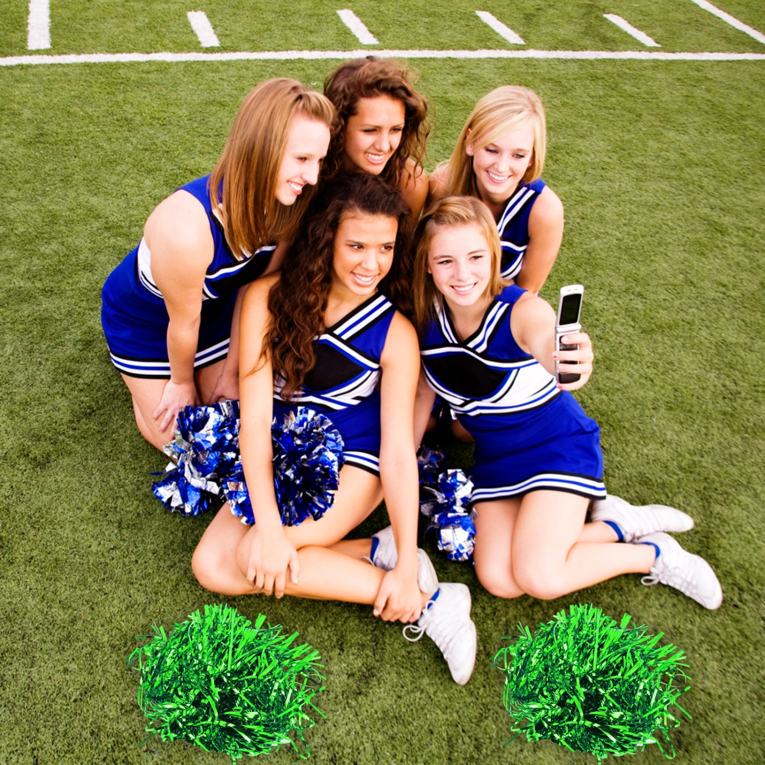 4pcs Cheerleader Pom Poms Cheerleading Cheering Props for Sports Game Dance Party