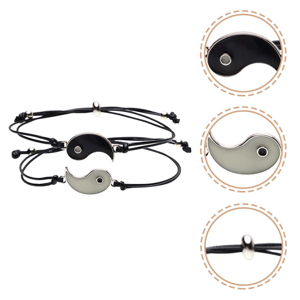 1 Pair Glow In The Dark Couple Bracelets Yin Yang Bracelets Friend Friendship Bracelets