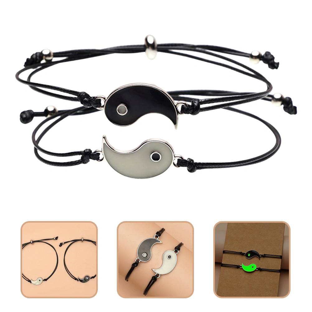 1 Pair Glow In The Dark Couple Bracelets Yin Yang Bracelets Friend Friendship Bracelets