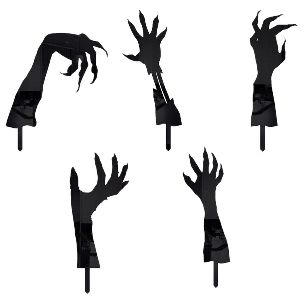 5pcs Halloween Hand Stakes Yard Signs Festival Lawn Decors Outdoor Halloween Garden Sign Ornament