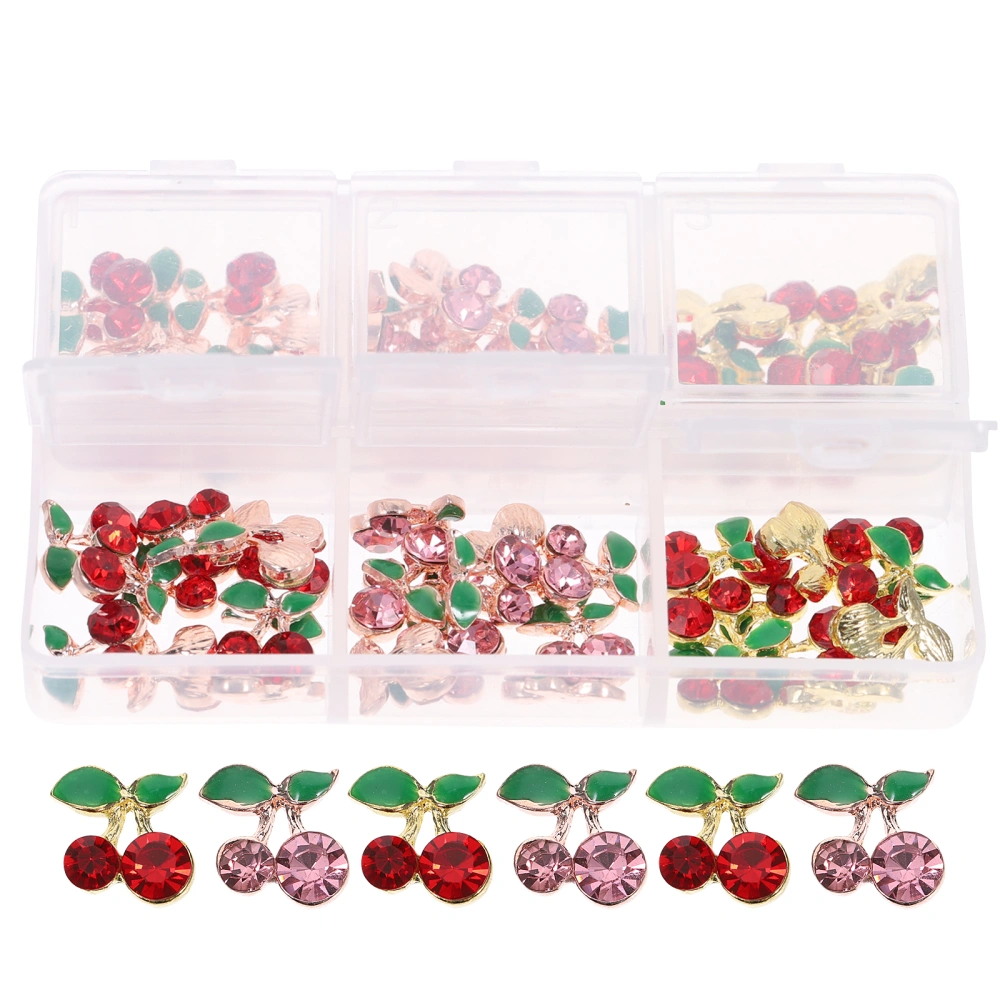 60Pcs Nail Rhinestones Cherry Nail Charms Nail Studs Crystals Nail Gems for Women