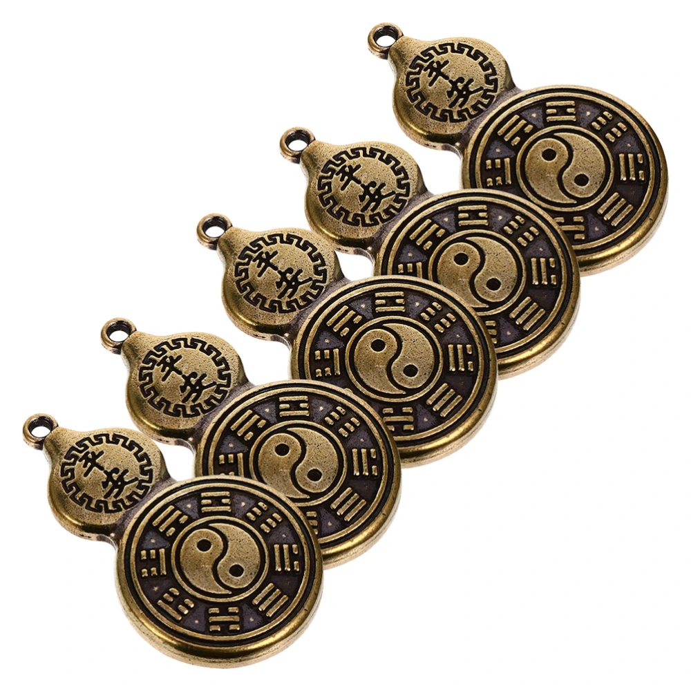 5pcs Creative Gourd Hanging Keychain Pure Brass Key Ring Pendant Jewelry Gift