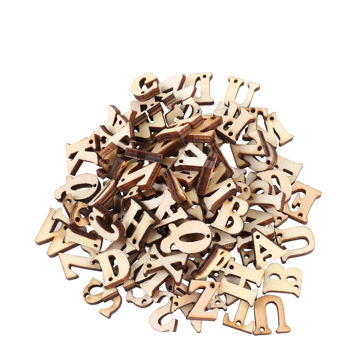50PCS Unfinished Wooden Capital Letters Alphabet Wood Cutout Discs with Holes For Patchwork Scrapbooking Arts Crafts DIY Decoration Display Decor