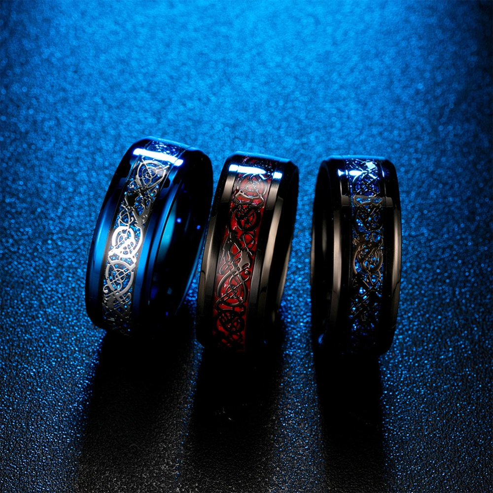 1Pc Mirror Polishing Finger Ring Unique Nibelon Carbon Fiber Ring Fashion Personality Cool Men Ring Jewelry (Black and Red Bottom Size 8)