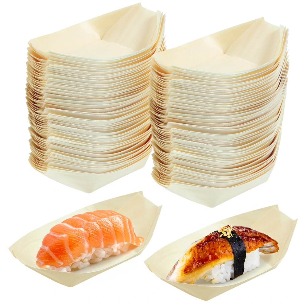 100PCS Disposable Sushi Wood Boat Premium Sushi Boat Natural Sushi Boat