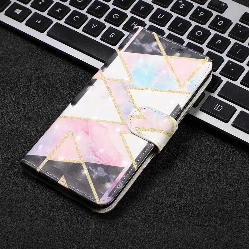 3D Colored Drawing PU Leather Wallet Case Shock-resistant Protective Folio Phone Case Cover with Kickstand Slots for A2 core/A20 core/A260 (Rhombus)