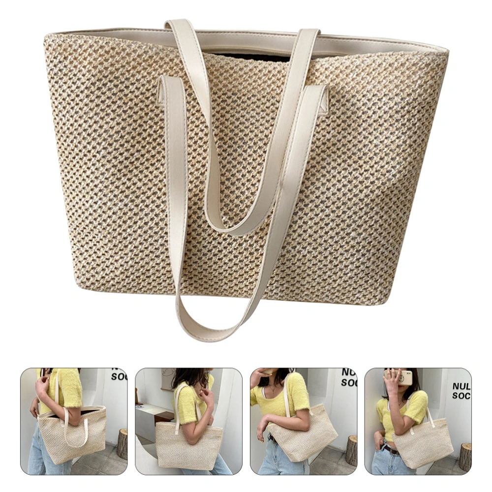 1Pc Summer Straw Bag Large Capacity Woven Shoulder Bag Pretty Tote Bag for Women