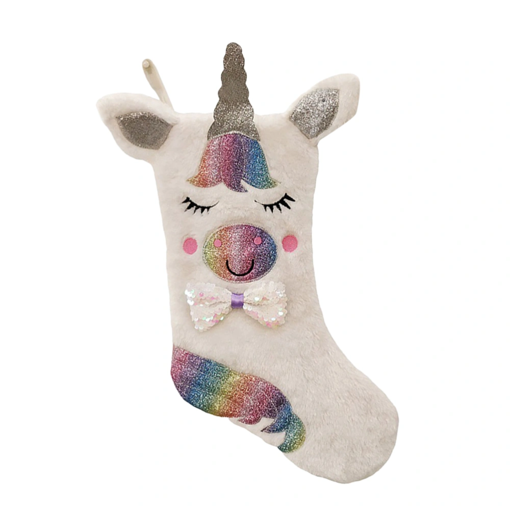 Creative Christmas Unicorn Stocking Christmas Tree Hanging Pendant Decor Chic Ornament Candy Bag Pouch without Light