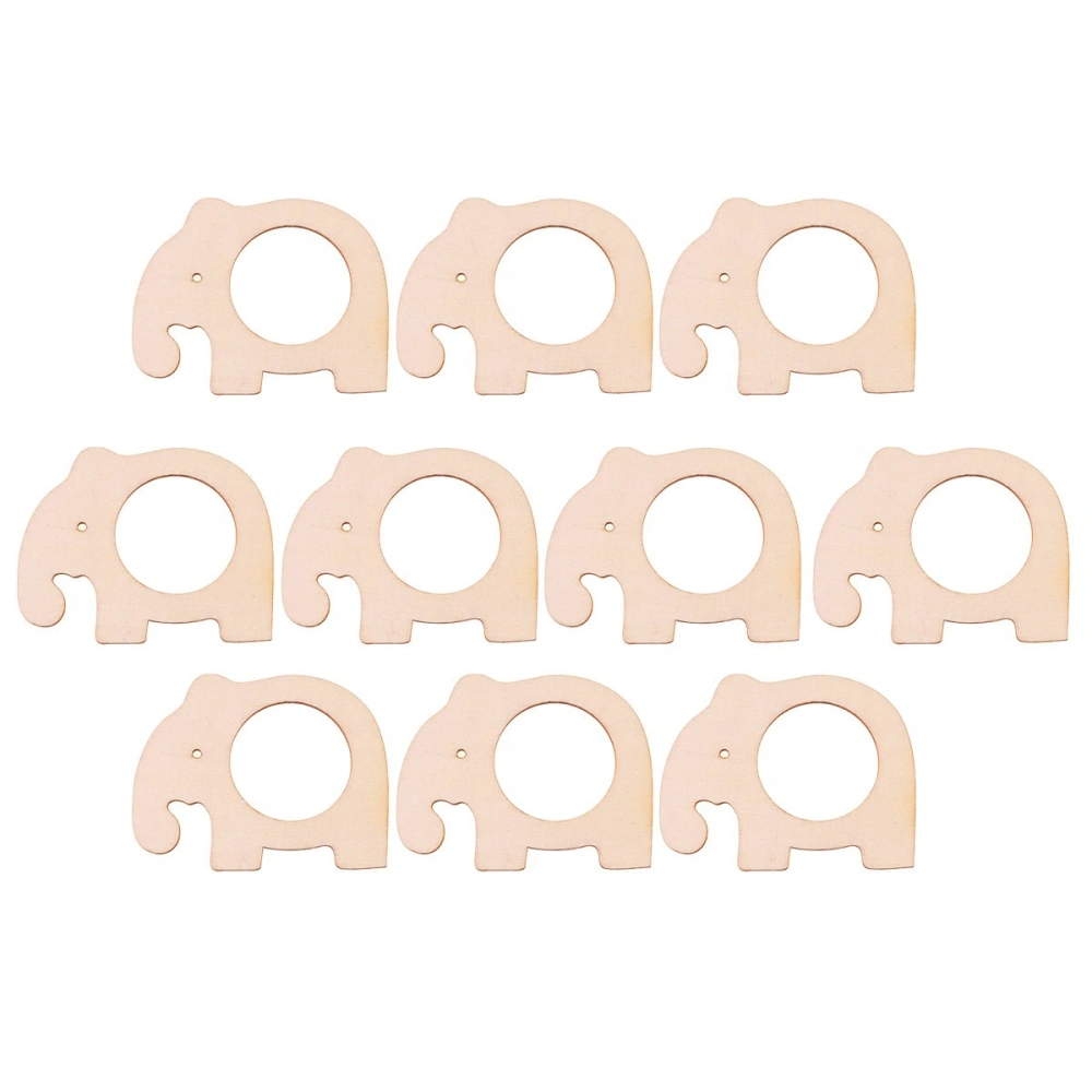 10 Pcs Towel Ring Wood Crafts Creative Napkin Ring Table Acceessories DIY Party Decoration Tissue Circle for Hotel Home (Elephant Ring)