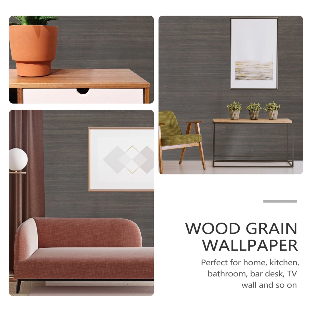 DIY Decorative Film PVC Self Adhesive Wall Paper Wood Grain Furniture Renovation Stickers Waterproof Wallpaper (Black)