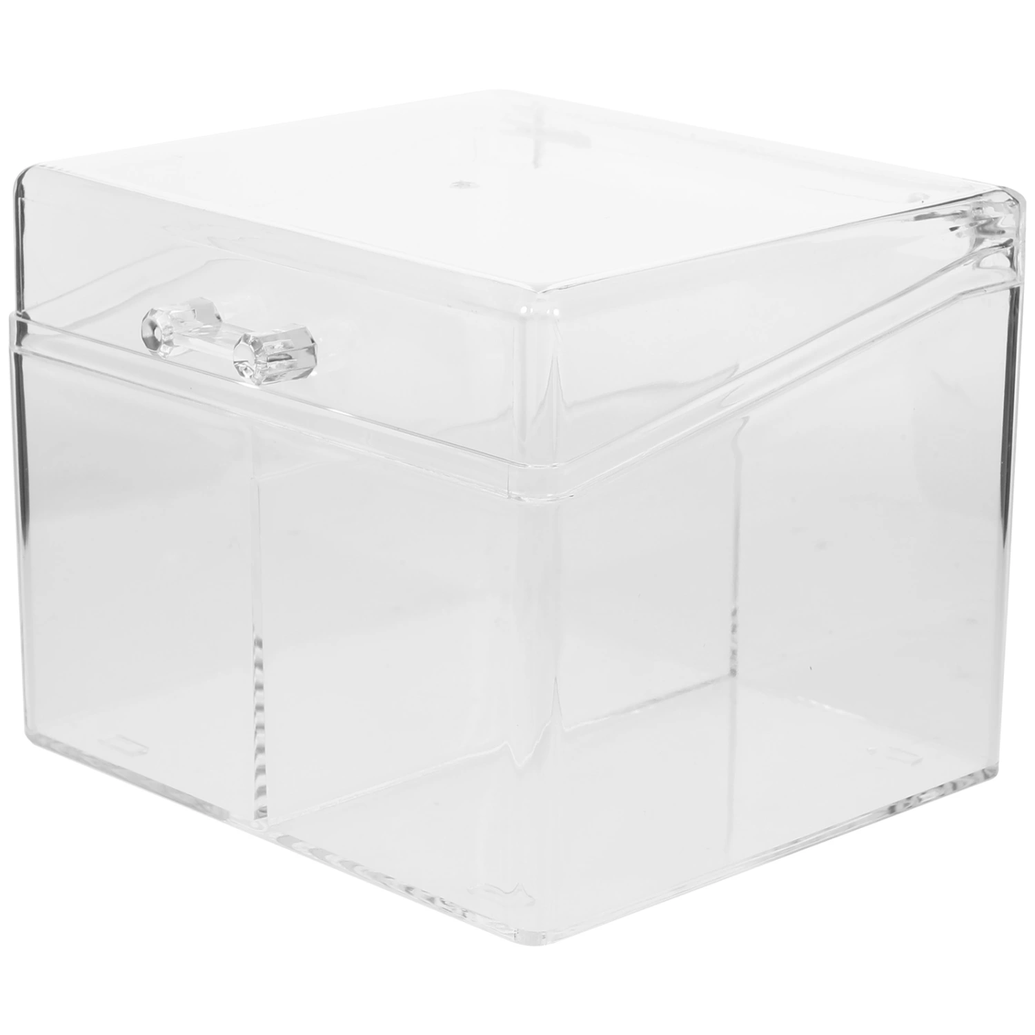 Desktop Cards Organizer Small Card Case Cards Storage Box Desktop Small Clear Box with Lid