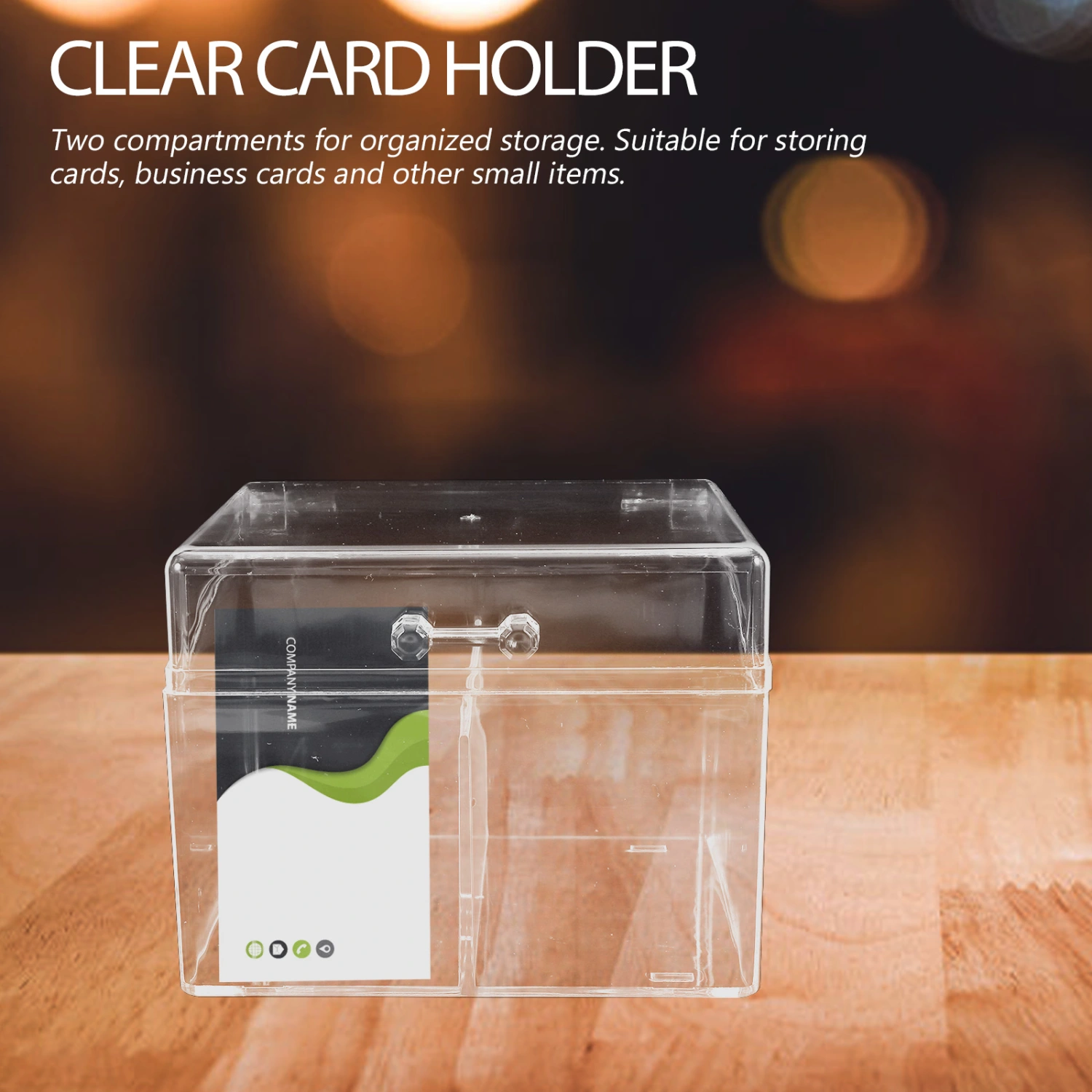 Desktop Cards Organizer Small Card Case Cards Storage Box Desktop Small Clear Box with Lid