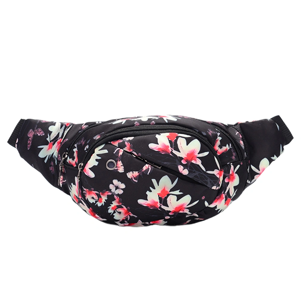 Outdoor Sports Waist Bag Printing Theftproof Fanny Pack Multifunctional Storage Bag Casual Chest Bag (Winter Jasmine)