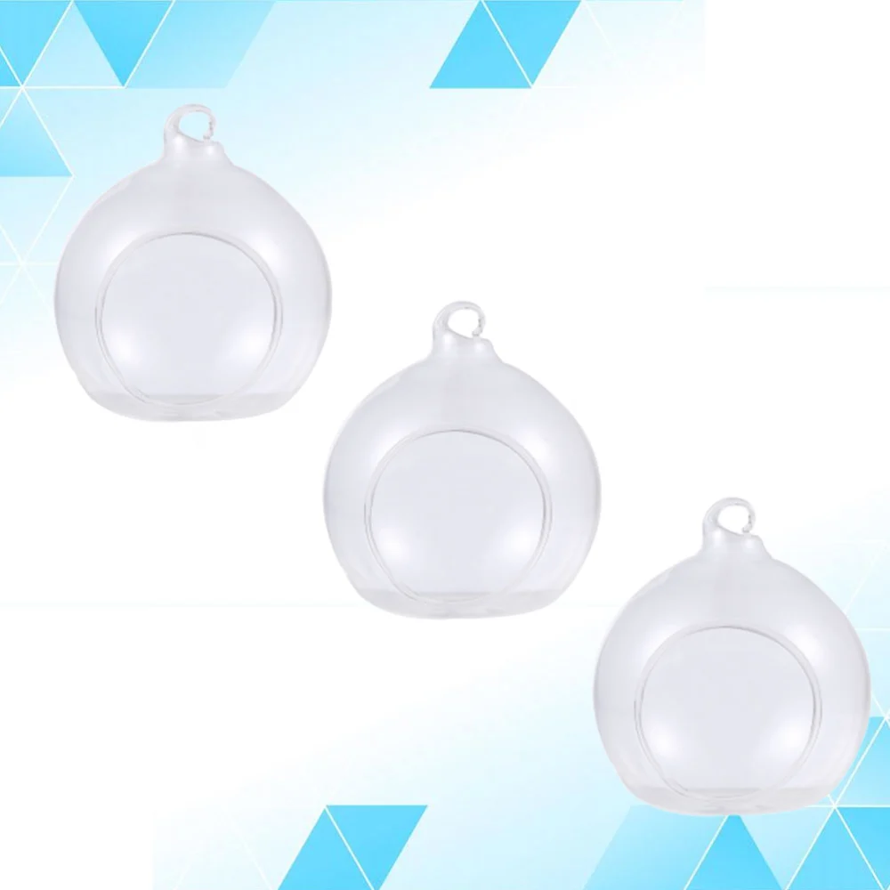 3pcs Christmas Transparent Empty Hanging Ball Hole Design Christmas Hanging Pendant (15cm)