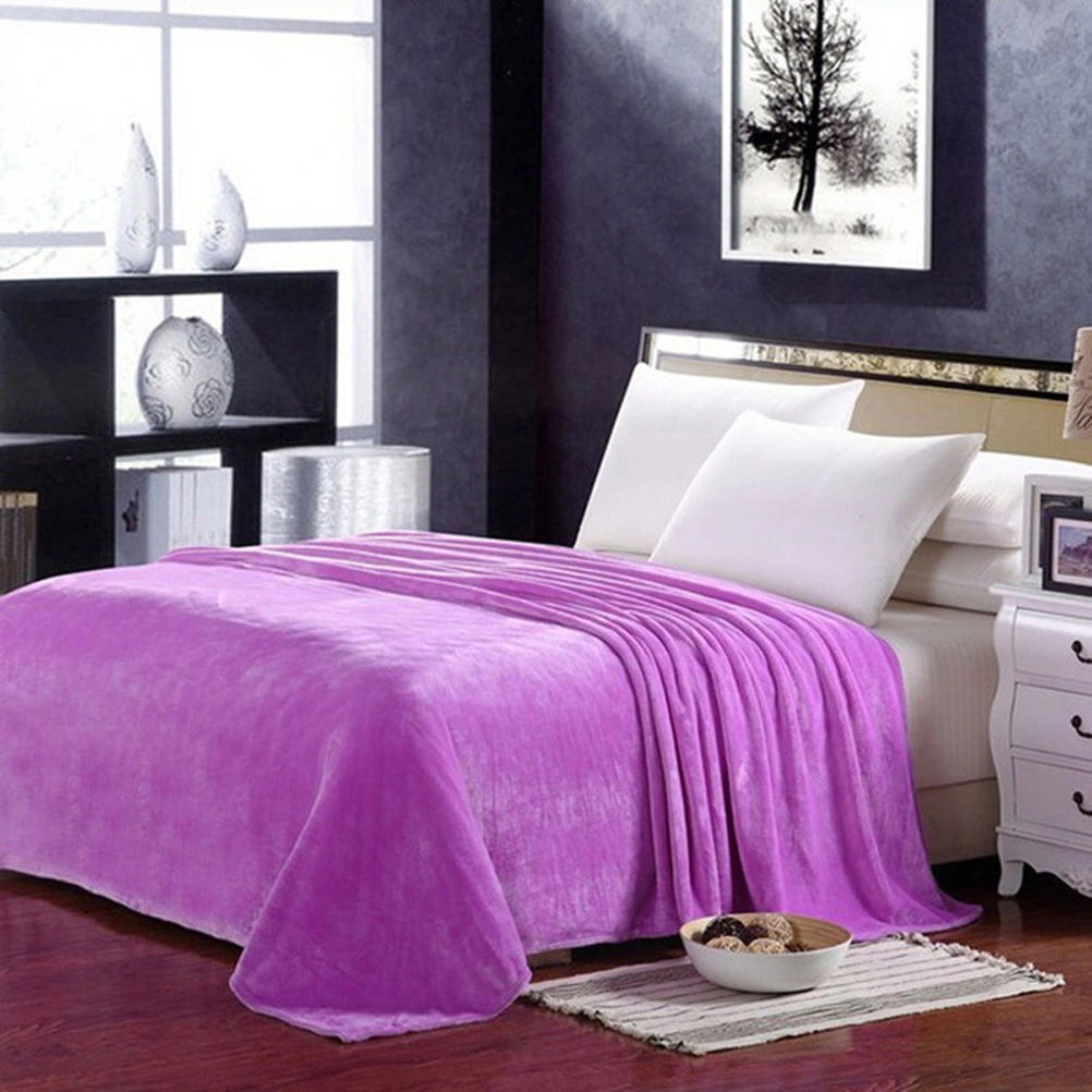 Thick Blankets Flannel Fleece Blanket Lightweight Warm Bed Blanket 70x100cm (Light Purple)