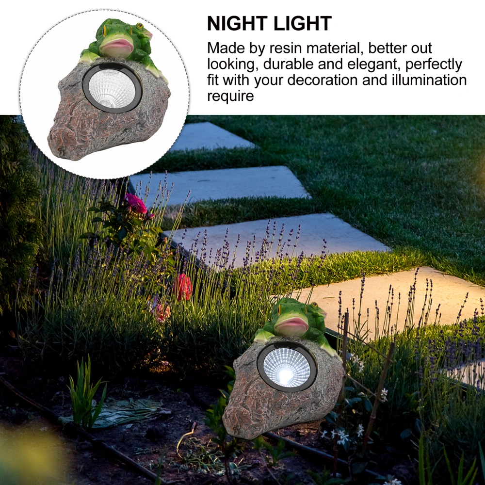 Creative Solar Powered Frog-shape Ornament Lawn Lights Resin Garden Statue