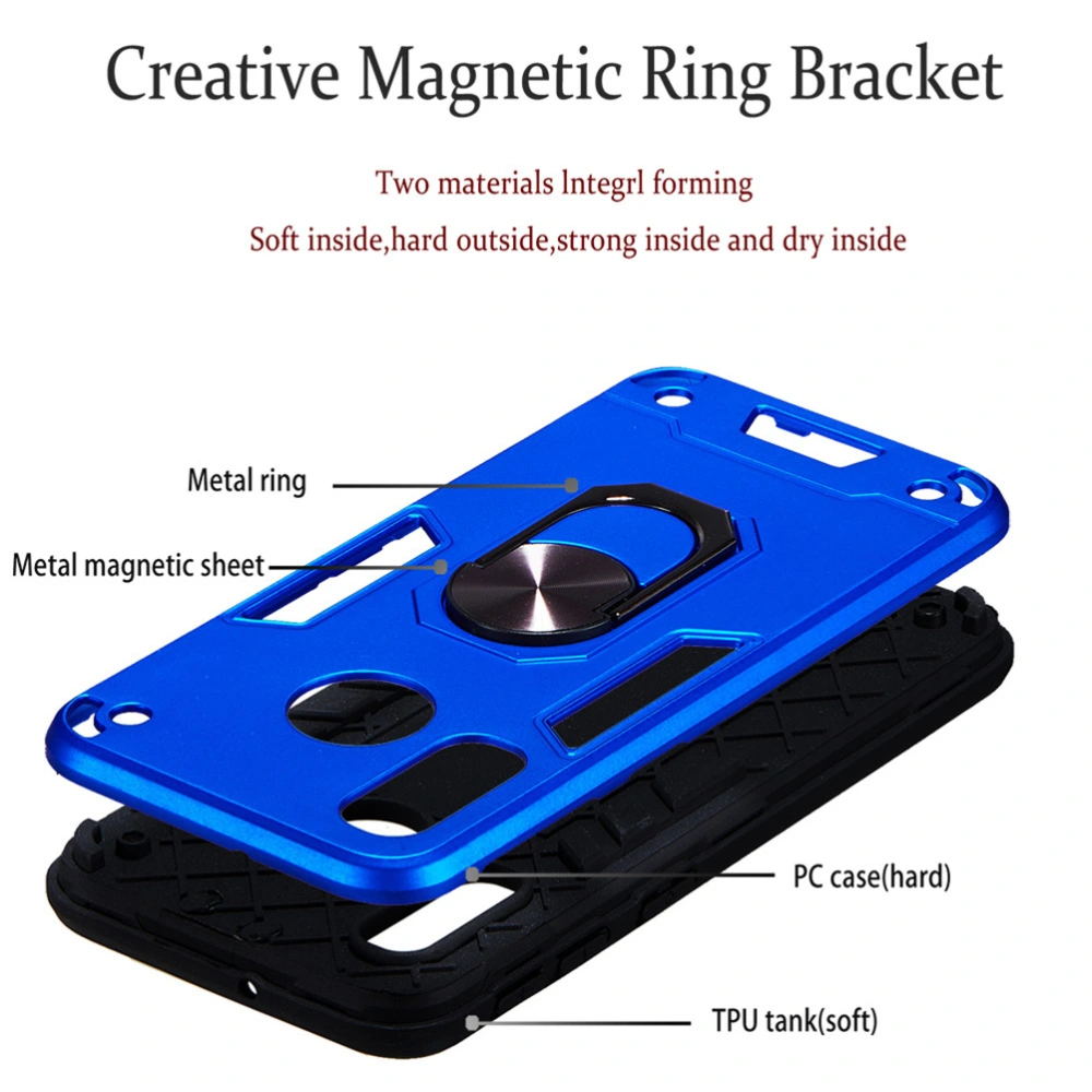 Suction Cup Phone Case 360 Degree Rotating Ring-Shaped Support Phone Shell Phone Protective Case Compatible for Galaxy A40 Blue