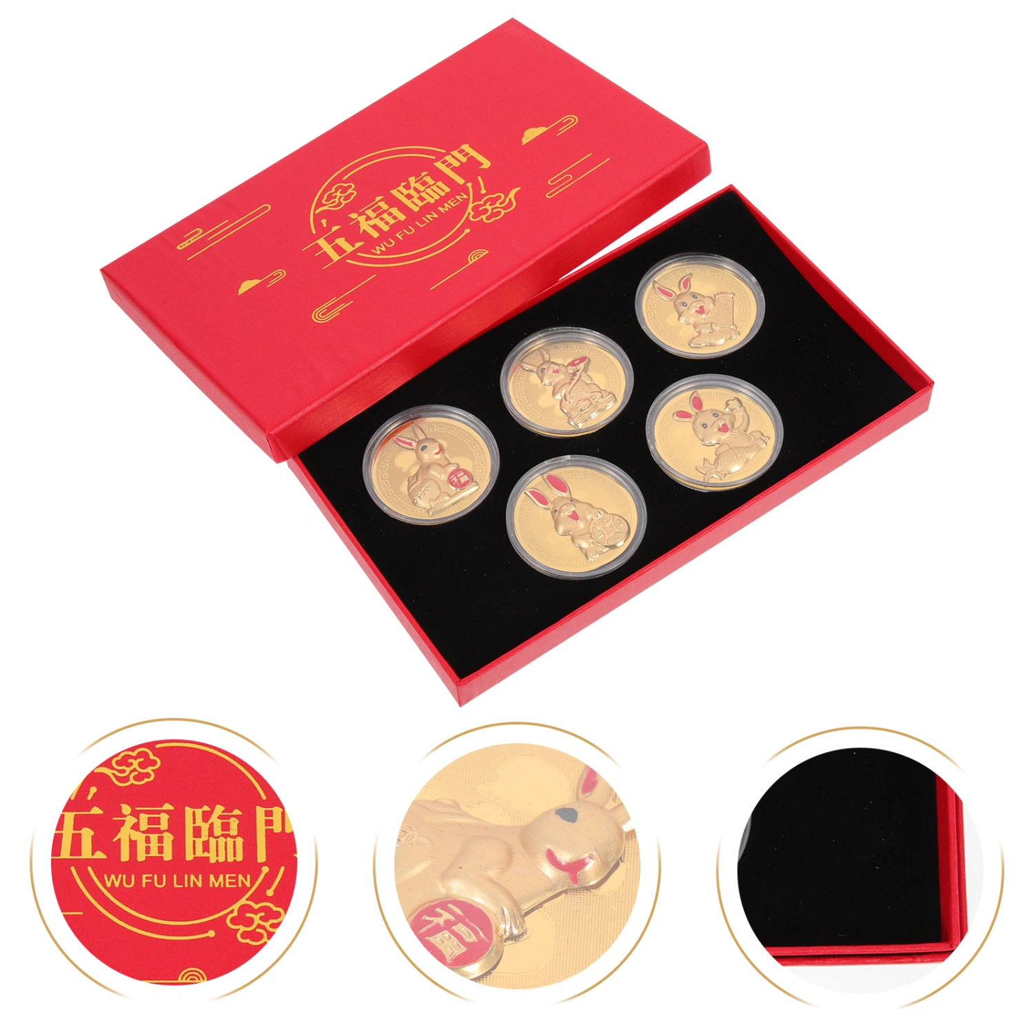 1 Set of Rabbit Year Commemorative Coin Year of Rabbit Souvenir Coin Decor