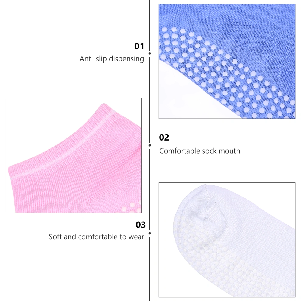 4 Pairs of Short Socks Ankle Socks Simple Floor Socks (Black White Pink Blue)