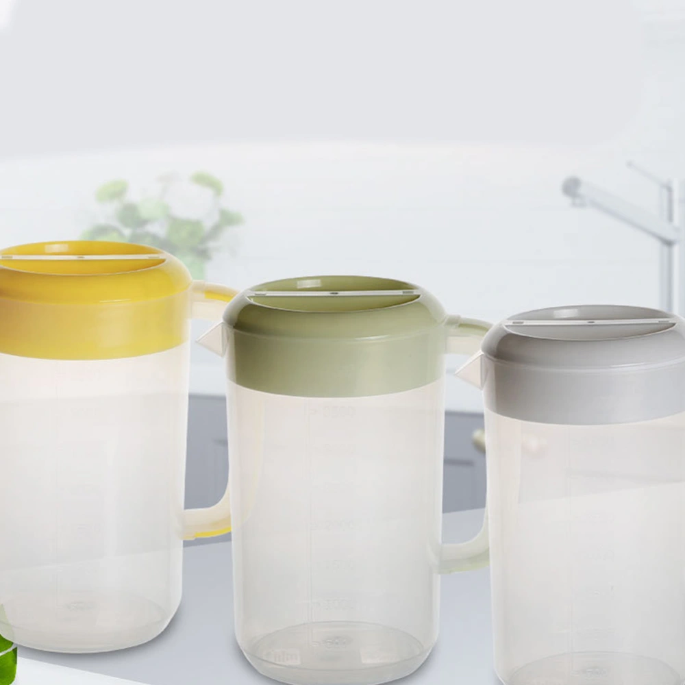 2500ml Transparent Plastic Measuring Pitcher Milk Tea Pot Cold Water Kettle for Storing and Serving Beverage (Bright Yellow)