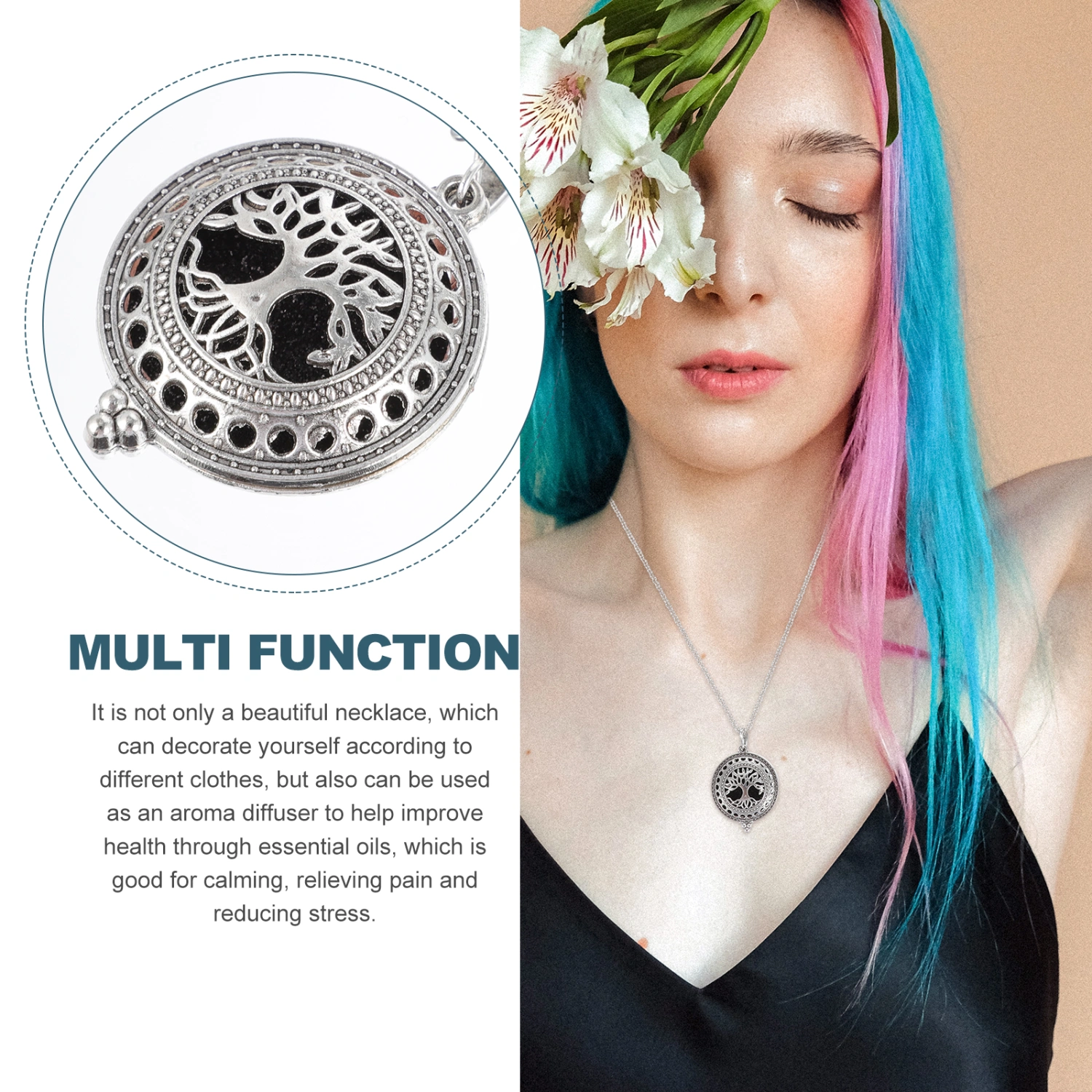 3Pcs Aromatherapy Necklaces Essential Oil Pendants Diffusers (Random Style)