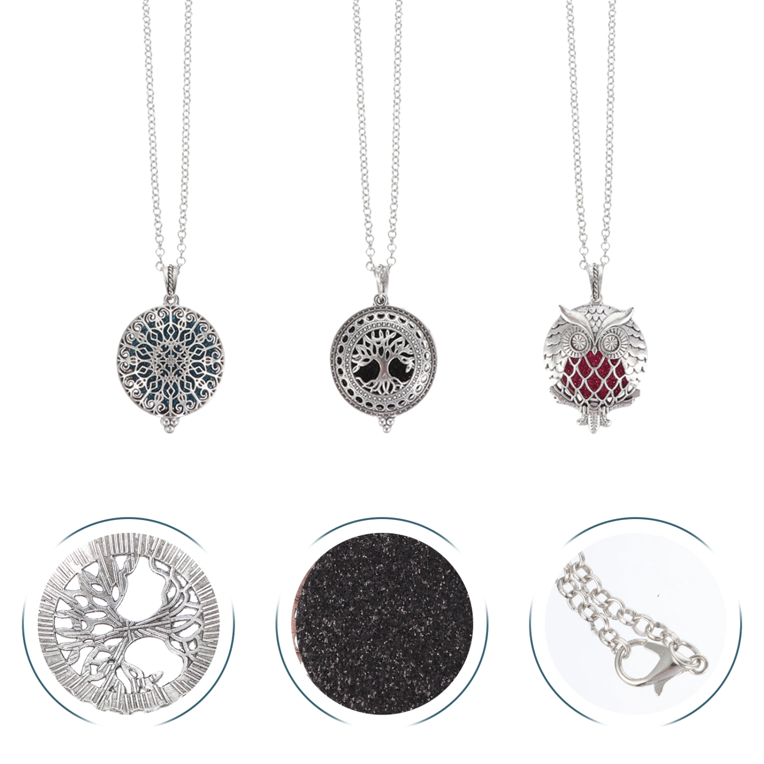 3Pcs Aromatherapy Necklaces Essential Oil Pendants Diffusers (Random Style)