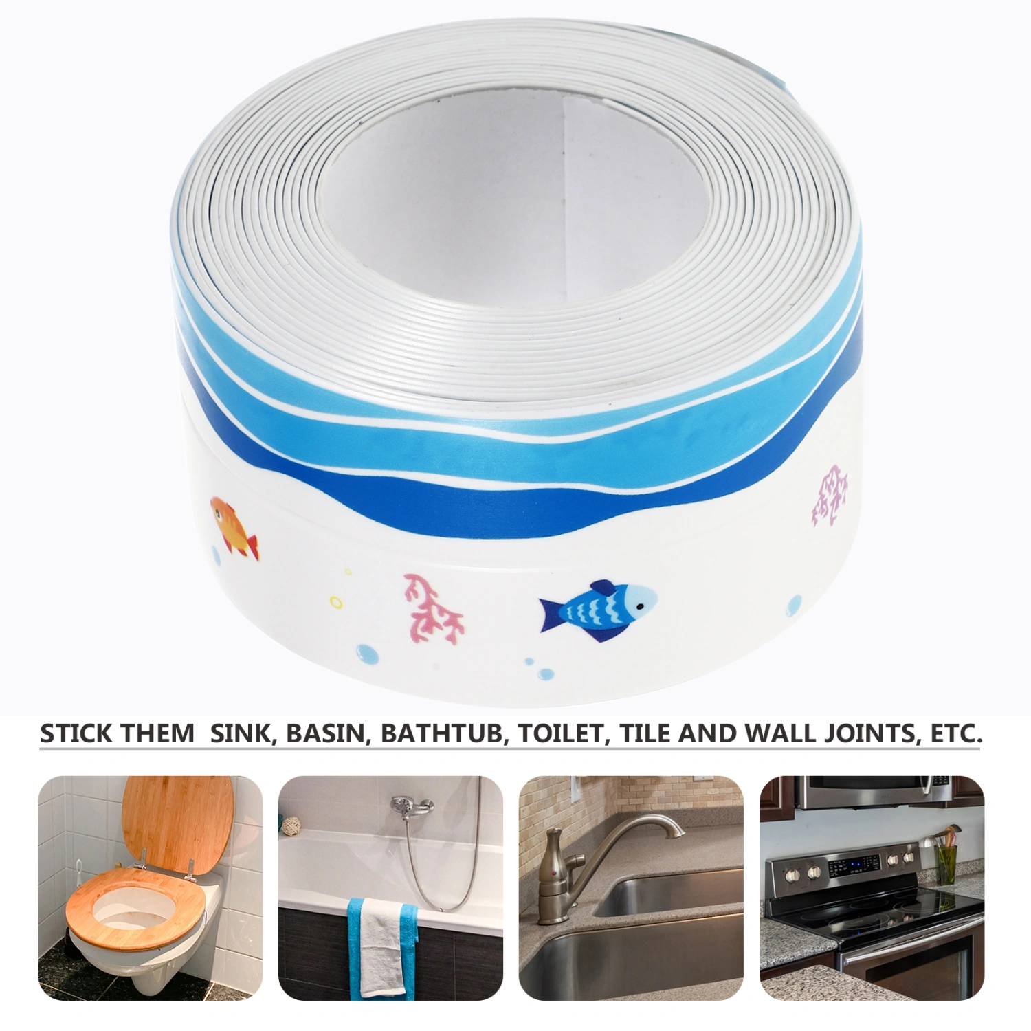 Cartoon Pattern Caulk Strip Tape Waterproof Oil-Proof Self Adhesive Caulk Tape for Sink Toilet
