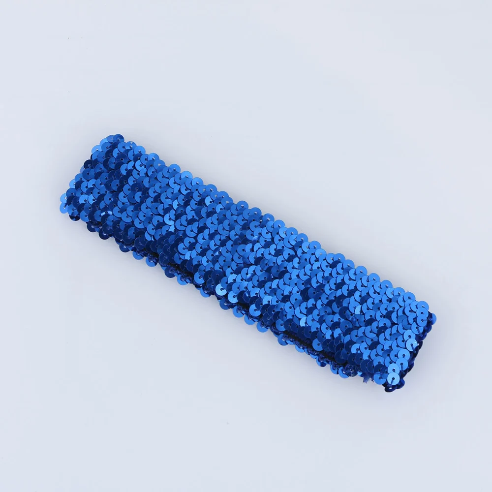 1pc Sequin Headband Fashion Sports Hairband Glitter Headdress Elastic Bling Headwear for Women Girls Blue