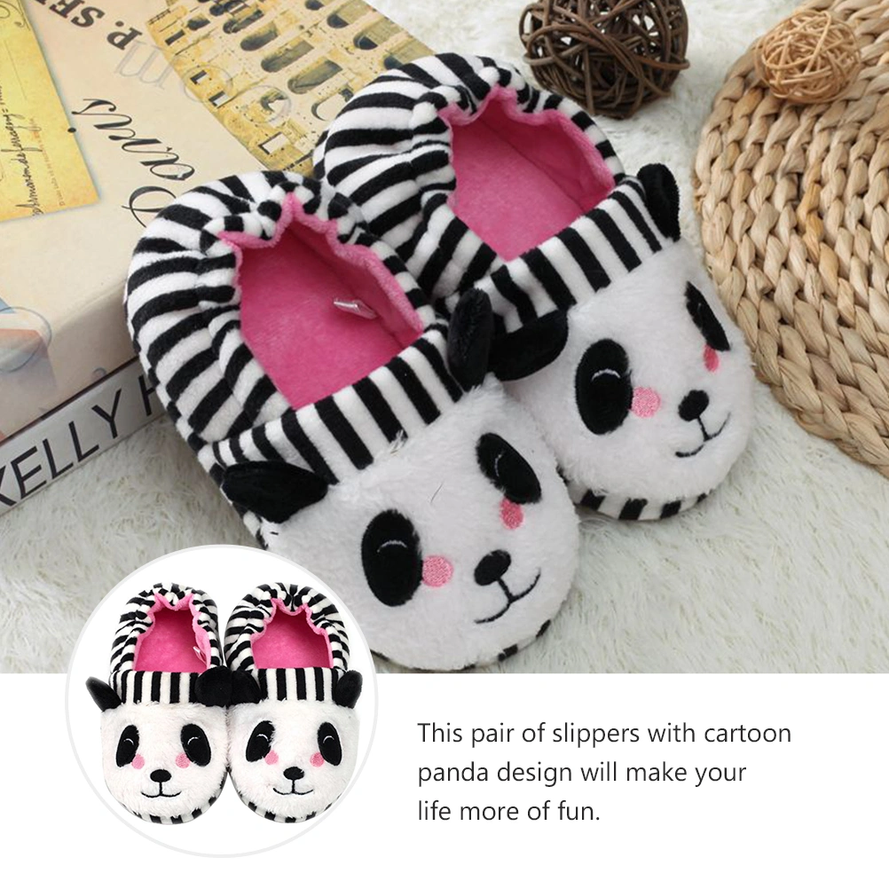 1 Pair of Adorable Children Slippers Kids Warm Slippers Cartoon Panda Slippers