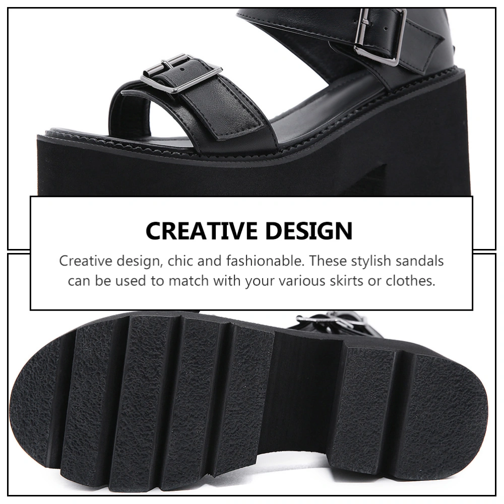 1Pair Thick Bottom Women Sandals Creative Simple Sandals Summer Shoes Black