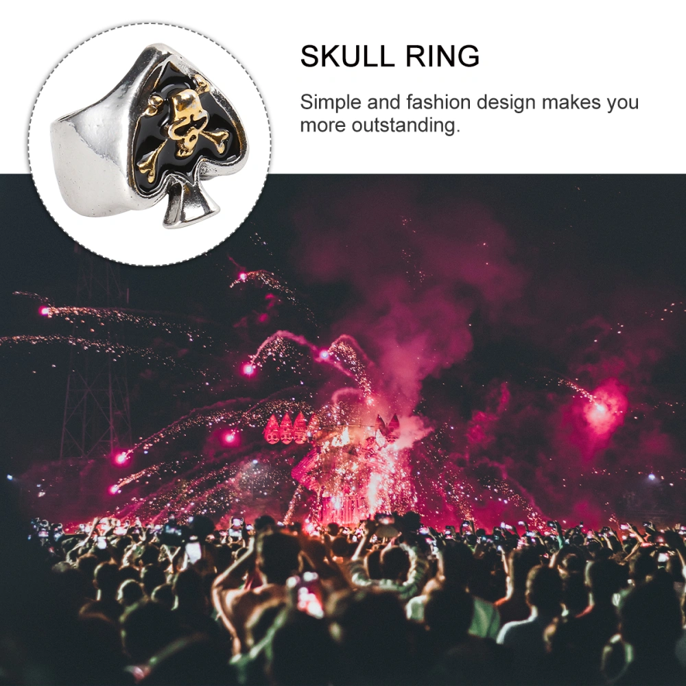 Fashion Finger Ring Retro Playing Heart Ring Skull Design Ring Punk Hand Ring (Silver, No.11)