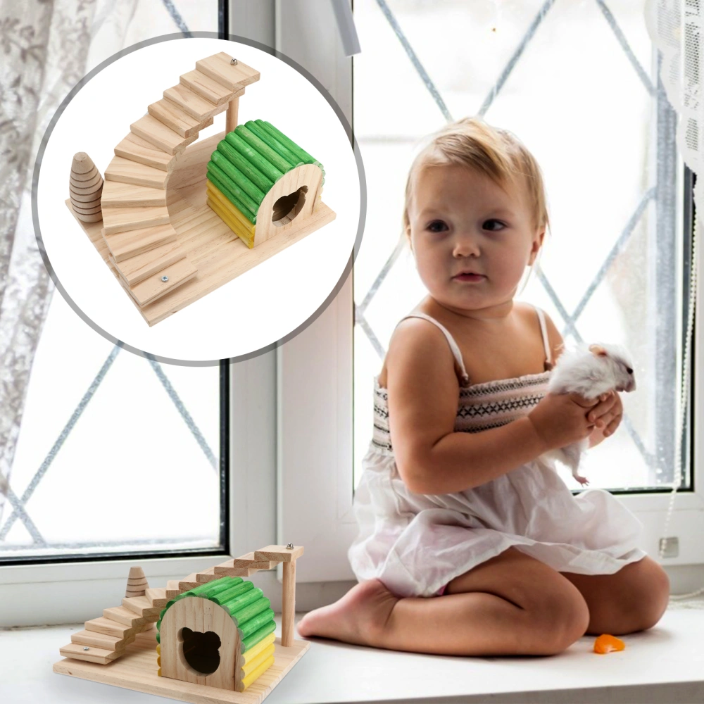 1Set Wooden Hamster House Simple Hamster Shelter Nest with Ladder Molar Stick