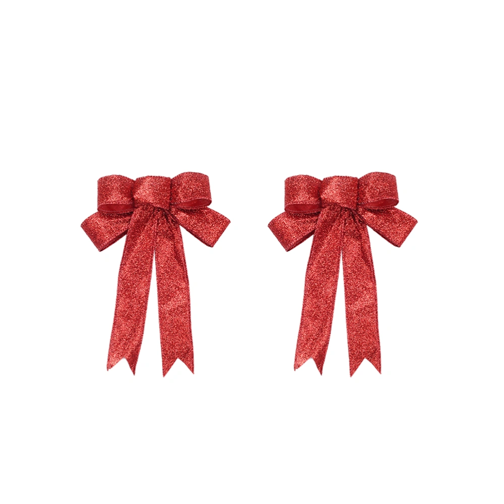 4pcs 23cm Christmas Bowknot Beautiful Ribbon Accessories Christmas Tree Ornaments (Red)