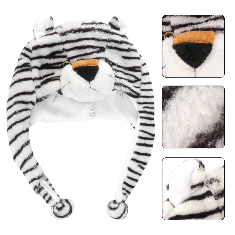 1Pc Plush Cartoon Hat Simulated Animal Earmuff Hat Kids Costume Prop (Tiger)