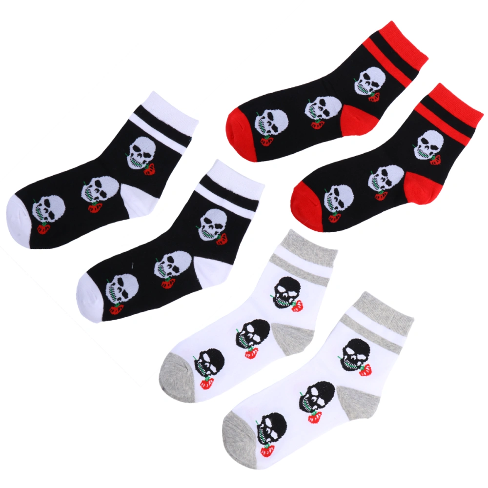 3 Pairs of Stylish Socks Halloween Themed Pattern Socks Warm Cotton Socks