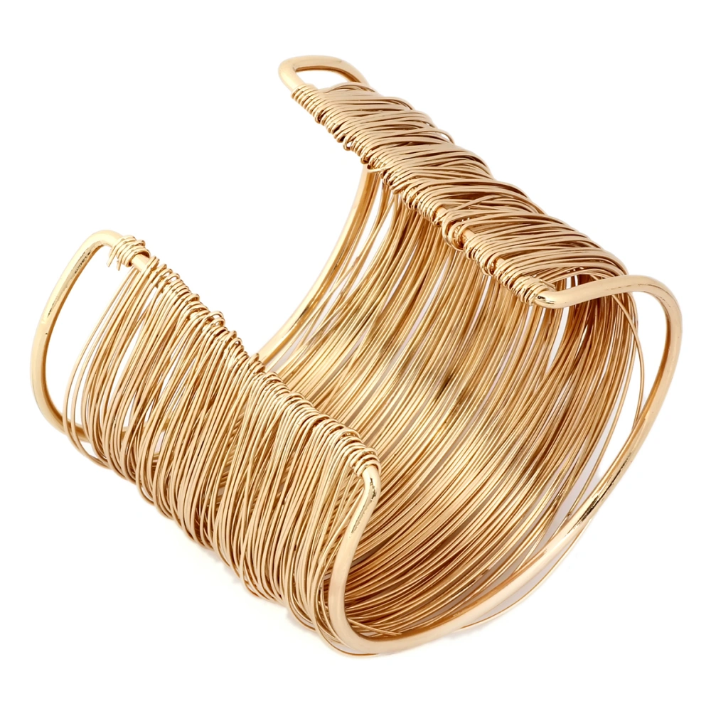 Wire Metal Coil Thin Cuff Bracelet Open Cuff Wide Bracelet Bangle