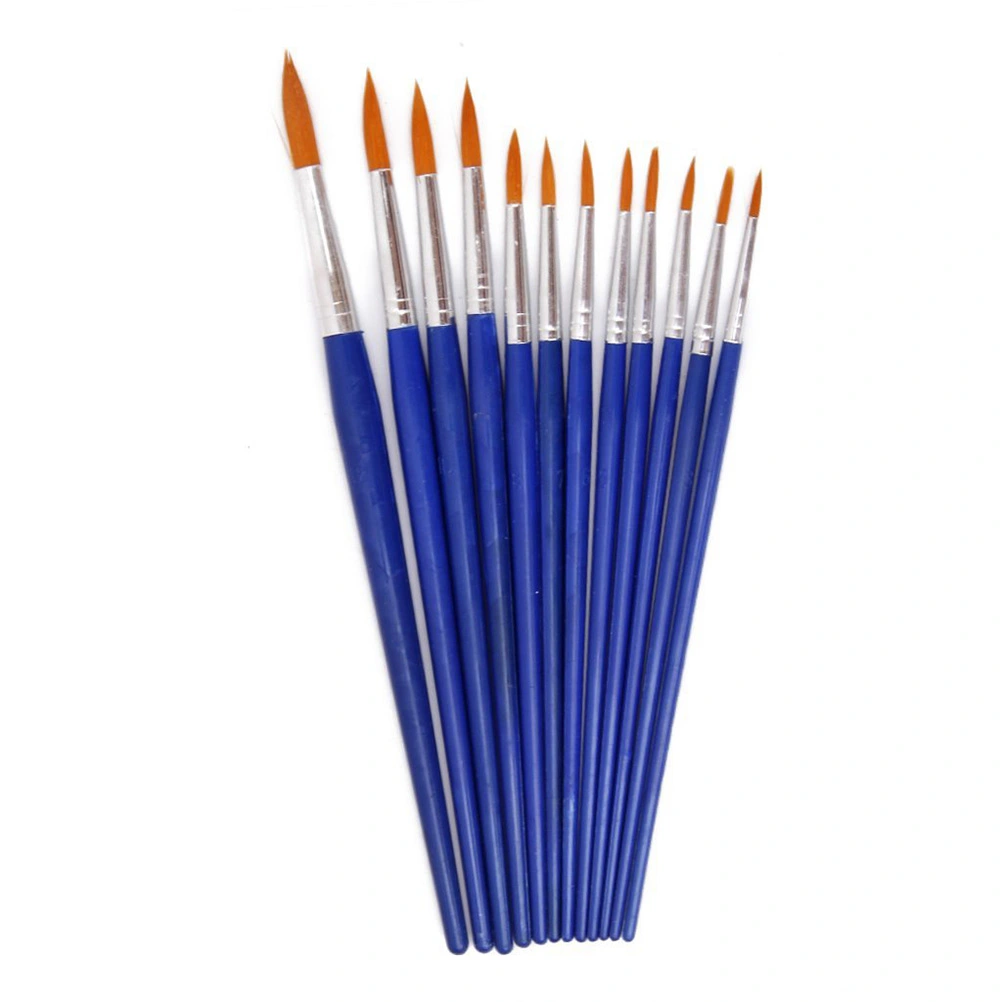 12pcs Wooden Artist Pointed Brush Set for Oil Paint Acrylic Paint (Blue)