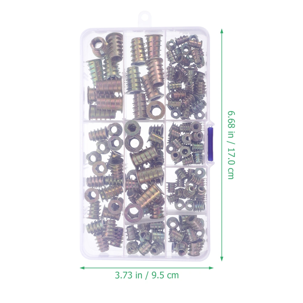 165pcs Threaded Inserts Nuts Assortment Kit Thread Wood Insert Nut for Wood Furniture