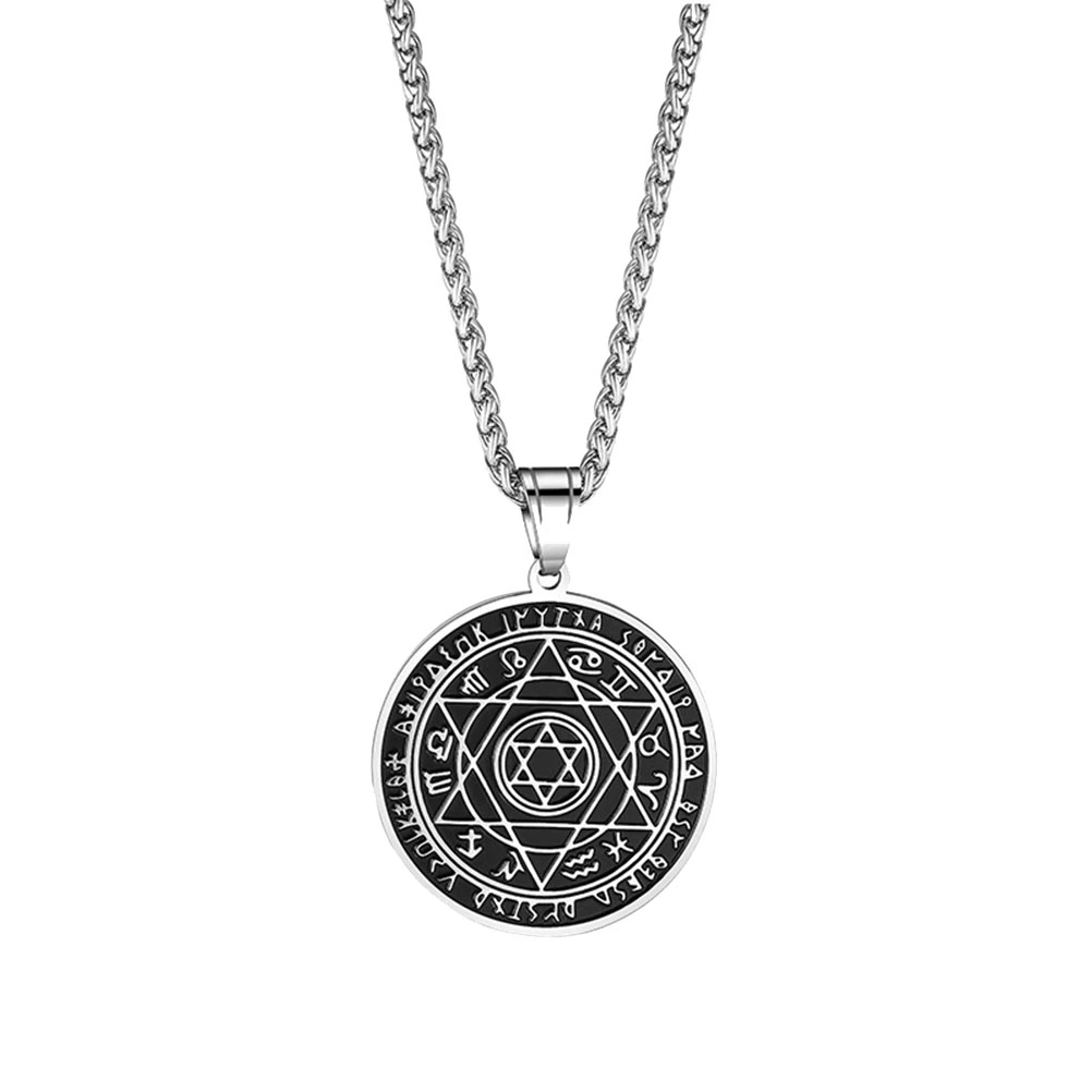1pc Simple Stainless Steel Necklace Hip Hop Bungee Neck Pendant (Silver)