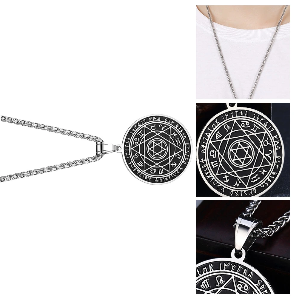 1pc Simple Stainless Steel Necklace Hip Hop Bungee Neck Pendant (Silver)